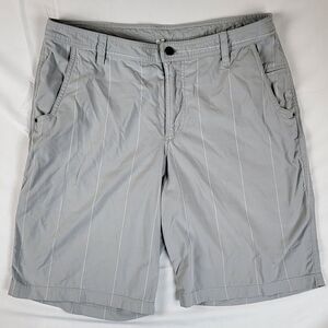 Lululemon Commission Shorts Mens 36 Gray Striped Classic Fit Qwick Oxford Casual